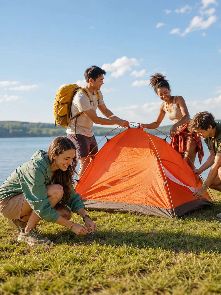 Camp products in use by friends during an outdoor weekend.