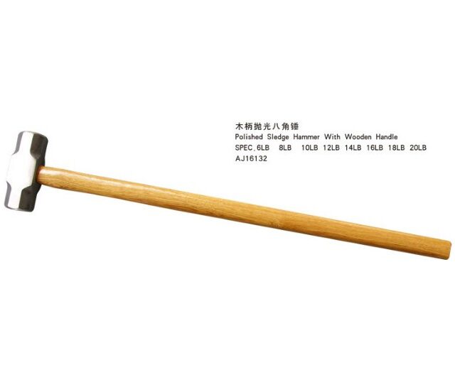 Sledge Hammer With Polished Wooden Handle