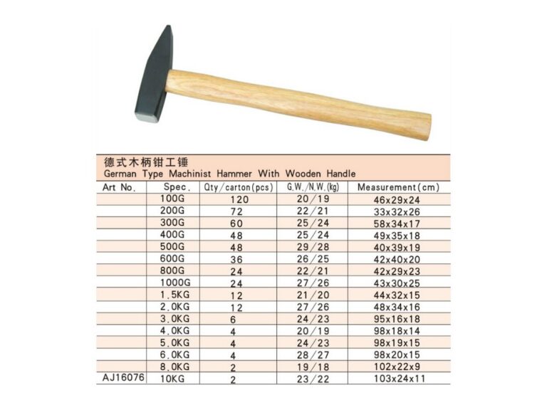 German Type Machinist Hammer With Wooden Handle