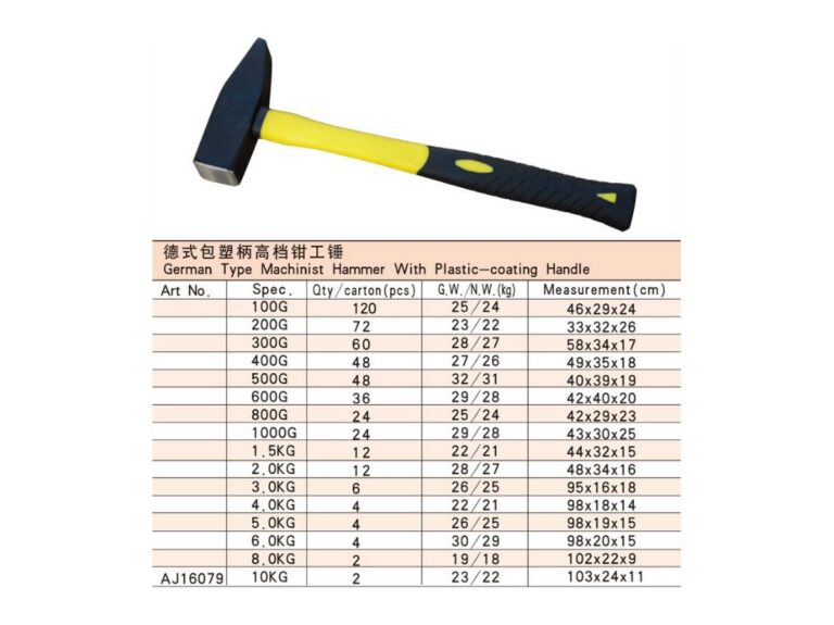 German Type Machinist Hammer With Plastic-Coating Handle